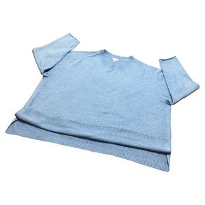 J. Jill Women's Long Sleeve Split Hem Blue Stretch Pullover Sweater Plus Size 3X